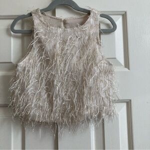 Zara Cream Feathered Kids Blouse